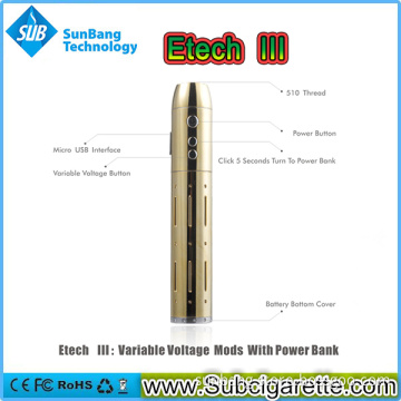 Available Hottest E-CIGS Etech 3 Can Be Power Bank Big Vapor Ecigs